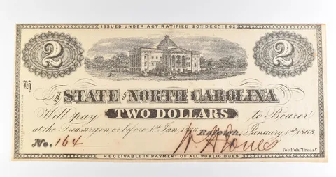 1863 $2 Raleigh NC State Of North Carolina Obsolete Note *3913