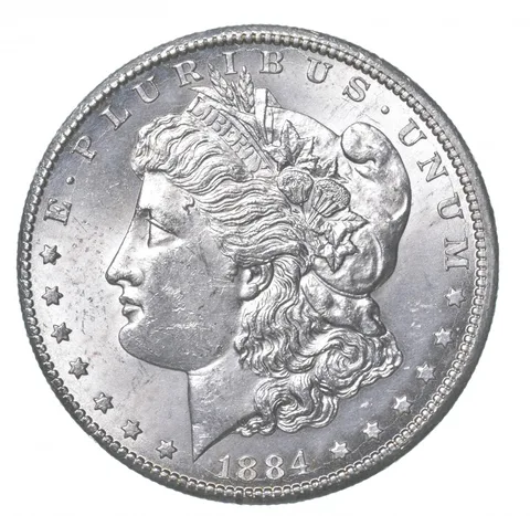 1884-CC Morgan Silver Dollar Misaligned Die ERROR a4352