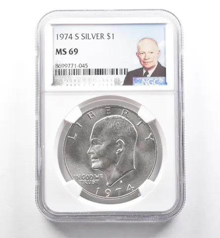 1974-S Eisenhower $1 Silver MS69 NGC President Label