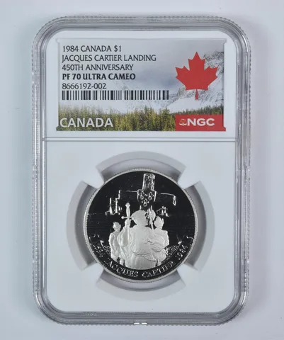 1984 Canada 1 Dollar Jacques Cartier Landing PF70 UCAM NGC Canada Label
