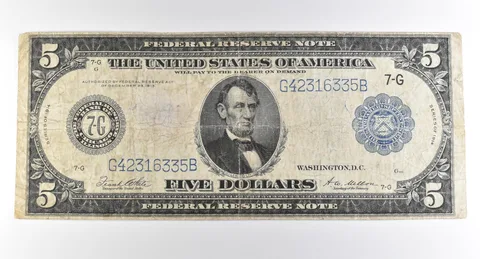 1914 $5 Chicago IL FRN Large Note Blue Seal *3715
