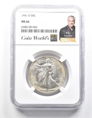 1941-D Walking Liberty Half Dollar Miles Standish MS66 NGC a1392