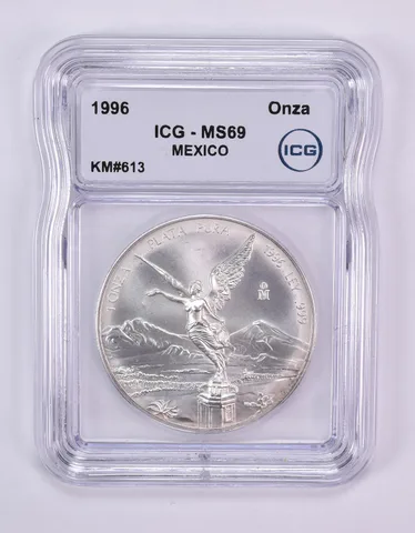 1996 Mo Mexico 1 Onza Silver Libertad KM#613 MS69 ICG