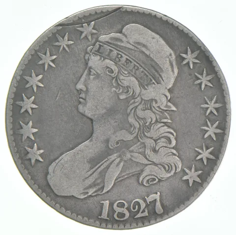 1827/6 Capped Bust Half Dollar Planchet Cutter Error 101 a1870