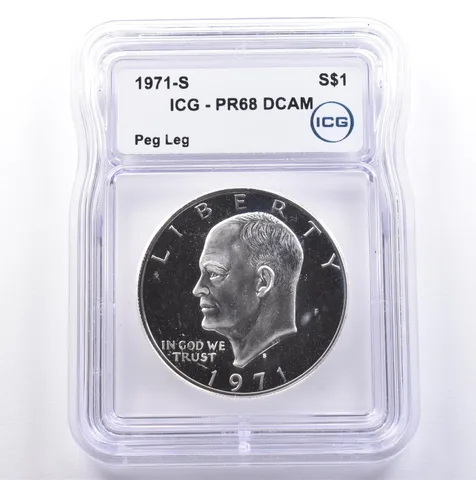 1971-S Eisenhower $1 Peg Leg PR68 DCAM ICG *9001