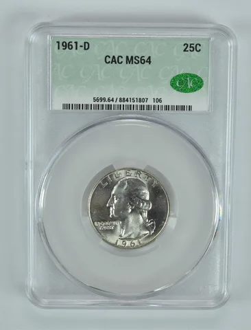 1961-D Washington Quarter MS64 CAC CACg