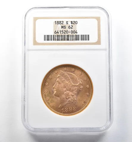 1882-S $20 Liberty Head Gold Double Eagle MS62 NGC PQ *2600