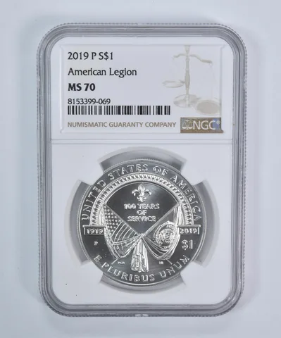 2019-P American Legion Commemorative Silver Dollar MS70 NGC Brown Label