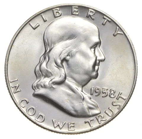 Choice Unc 1958-D Franklin Half Dollar Gem BU From Original Roll