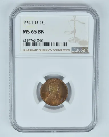 MS65 BN 1941-D Lincoln Wheat Cent - Graded NGC Toned! a8998