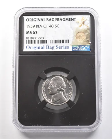 1939 Reverse Of 40 Jefferson Nickel Original Bag Fragment MS67 NGC *6127