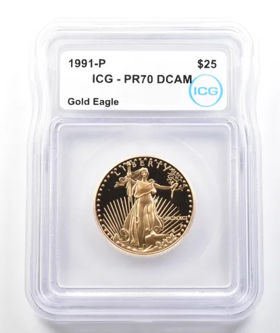 1991-P $25 American Gold Eagle 1/2 Oz Gold PR70 DCAM ICG