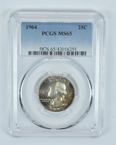 MS65 1964 Washington Quarter - Graded PCGS Beautiful Tone a8340