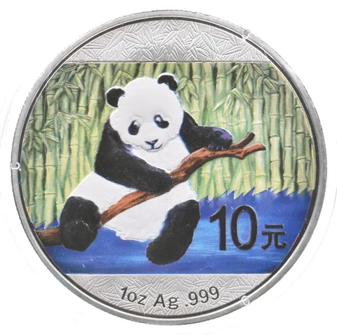 2014 China 10 Yuan Colorized Panda 1 Oz Silver *3650