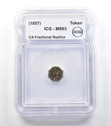 (1857) California Fractional Gold Token 1/2 Dollar Liberty Head MS63 ICG a3966