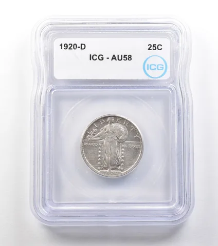 1920-D Standing Liberty Quarter AU58 ICG a1499