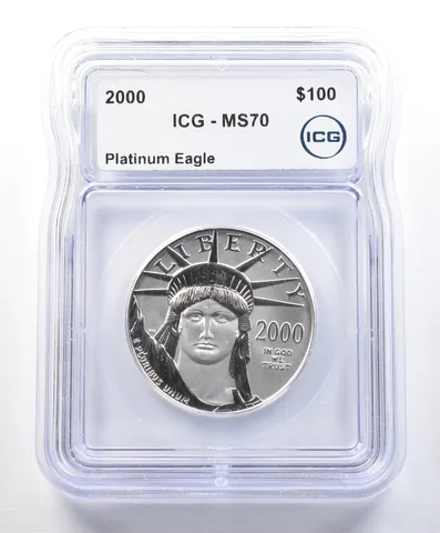 2000 $100 American Platinum Eagle 1 Oz Platinum MS70 ICG