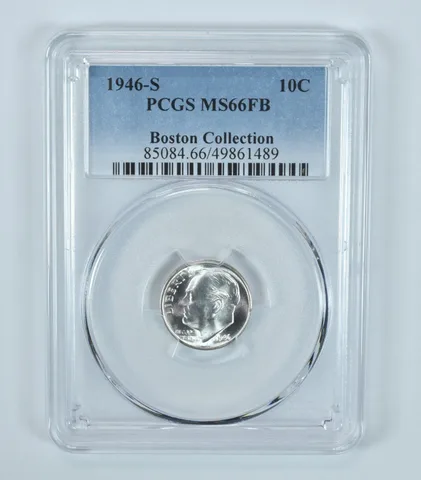 1946-S Roosevelt Dime Boston Collection MS66 FB PCGS Blue Label