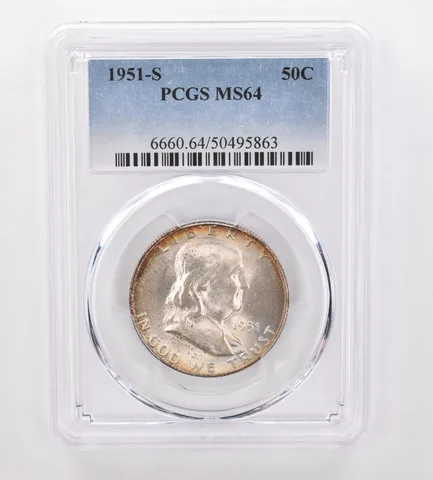 1951-S Franklin Half Dollar MS64 PCGS Beautiful Tone *0037