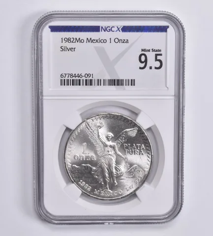 1982 Mo Mexico 1 Onza Libertad Mexican Mint State 9.5 NGC X NGCX