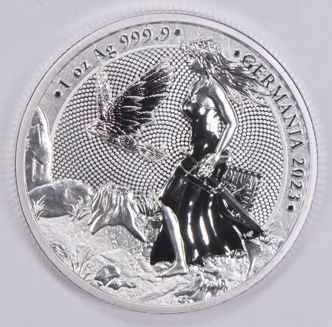 2023 Germania 1 Oz .9999 Silver Round 5 Mark BU With COA