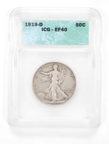 EF40 1919-D Walking Liberty Half Dollar - Graded ICG *5539