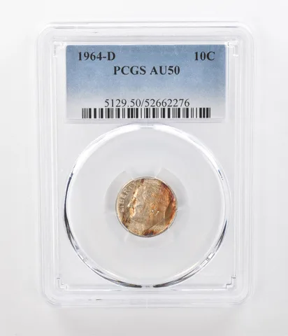 1964-D Roosevelt Dime AU50 PCGS Beautiful Tone a1068