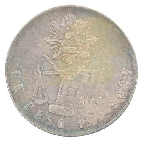 1871 PI O Mexico Peso Silver Beautiful Tone *7191