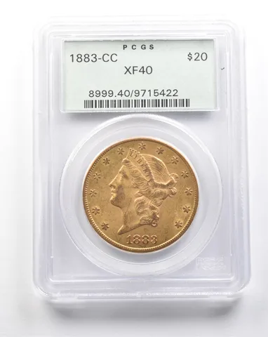 1883-CC $20 Liberty Head Gold Double Eagle XF40 PCGS OGH Looks AU! a7508
