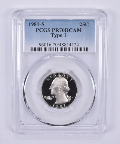 1981-S Washington Quarter Type 1 PR70 DCAM PCGS Blue Label