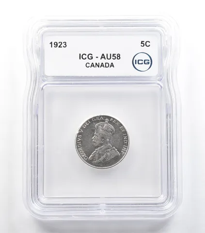 1923 Canada 5 Cents AU58 ICG *5702