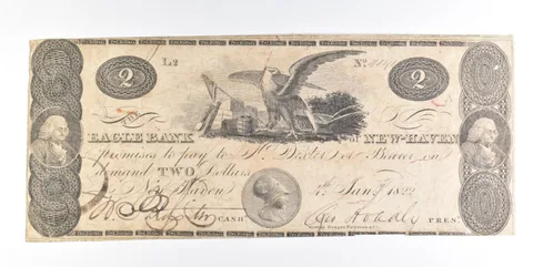1822 $2 New Haven CT Eagle Bank Obsolete Note *0234