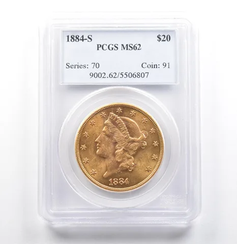 1884-S $20 Liberty Head Gold Double Eagle MS62 PCGS *6749