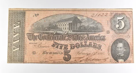 1864 $5 Richmond VA Confederate States Of America Obsolete Note *3892