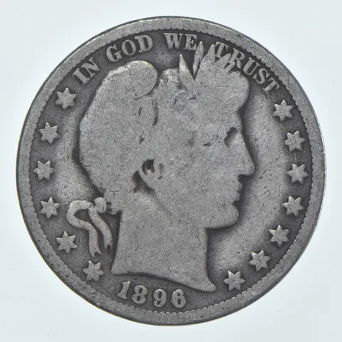 1896-O Barber Half Dollar Average Circ 90% Silver