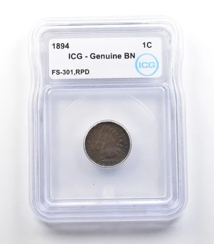 1894 Indian Head Cent Mint Error FS-301 RPD Genuine BN ICG *2277