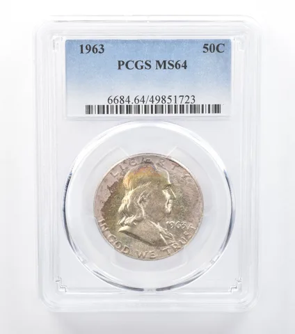 1963 Franklin Half Dollar MS64 PCGS Lavender Peripheral Tone *7743