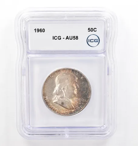 1960 Franklin Half Dollar AU58 ICG Beautiful Tone *0219