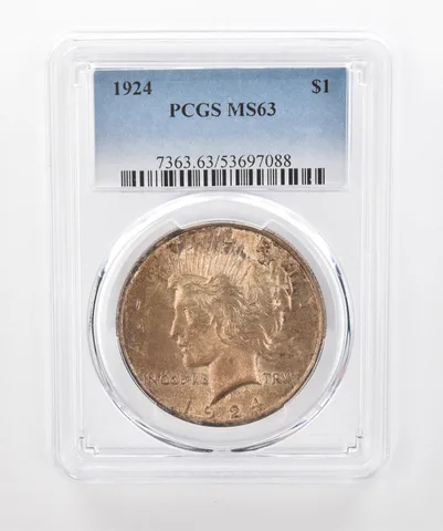 1924 Peace Silver Dollar MS63 PCGS Beautiful Tone *1461