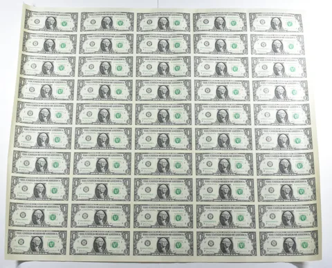 Lot (50) 2017 $1 New York NY FRN Uncut Sheet *8578
