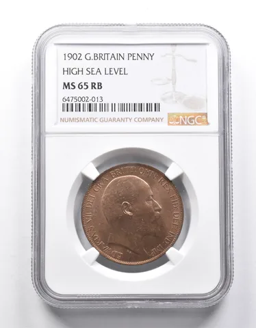 MS65 RB 1902 Great Britain Penny High Sea Level NGC a9937