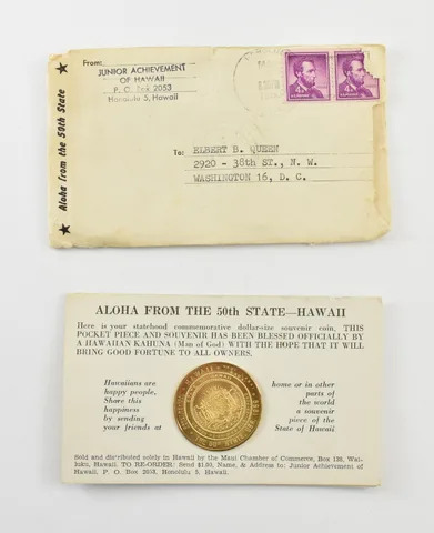 Lot (2) 1959 Hawaii Souvenir Coin Maui Chamber Of Commerce *8193