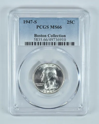 1947-S Washington Quarter Boston Collection MS66 PCGS