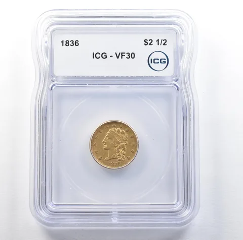 1836 $2.50 Classic Head Gold Quarter Eagle VF30 ICG *3055