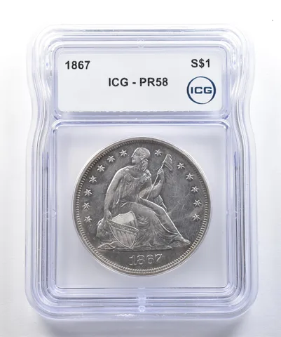 1867 Seated Liberty Silver Dollar PR58 ICG *7799