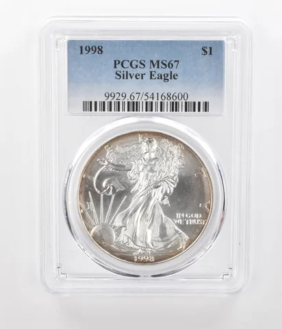 1998 American Silver Eagle MS67 PCGS Beautiful Tone Reverse a1279
