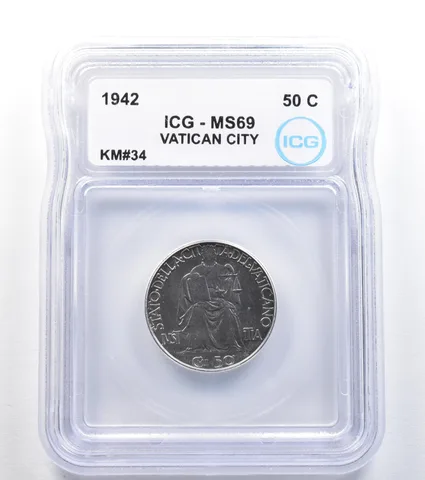 1942 Vatican City 50 Centesimi KM#34 MS69 ICG *8016