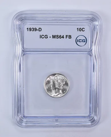 1939-D Mercury Dime MS64 FB ICG