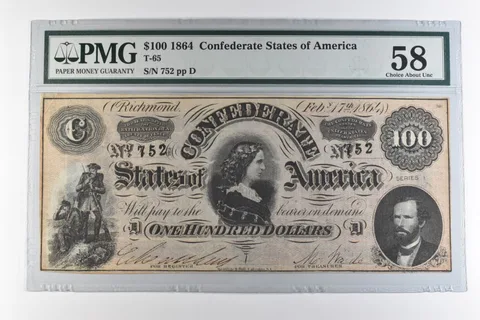 1864 $100 Confederate States of America T-65 Choice About Unc 58 PMG *0949
