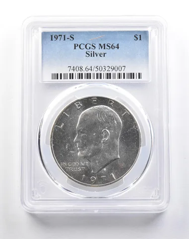 1971-S Eisenhower Dollar Silver Peg Leg MS64 PCGS *5308